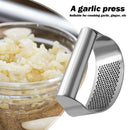 Stainless Steel Curved Garlic Press Crusher Manual Ginger Mincing Masher