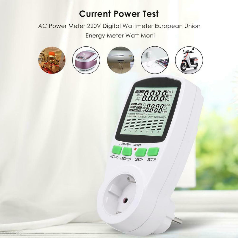 AC Power Meter 220V Digital Wattmeter European Union Energy Meter Watt (EU)
