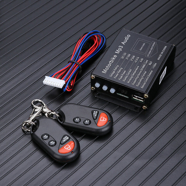 Remote Motorcycle Anti Theft Alarm System FM Radio Bluetooth Speaker Amplifier