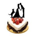 Acrylic Black Bride & Groom With Dog Silhouette for Wedding Party Decoration