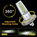2X H7 3030 LED Headlight High Low Beam Bulb Kit 6500K Fog Light 6000LM 55W B7T1