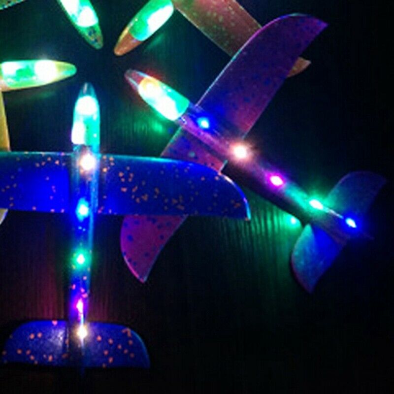 48Cm Hand Throw Lighting Up Flying Glider Plane Glow In The Dark Toys Foam  K2K2