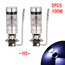 2pcs H3 100W Super Bright LED White Fog Tail Turn DRL Head Car Light Lamp Bulb