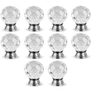 10Pcs 1.6 Inch Clear Crystal Glass Door Knobs Round Diamond Wardrobe Doorkn J8V2