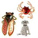 3pcs Trendy Party Metal Dog Animal Insect Brooch Pin Charm Spilla Jewelry