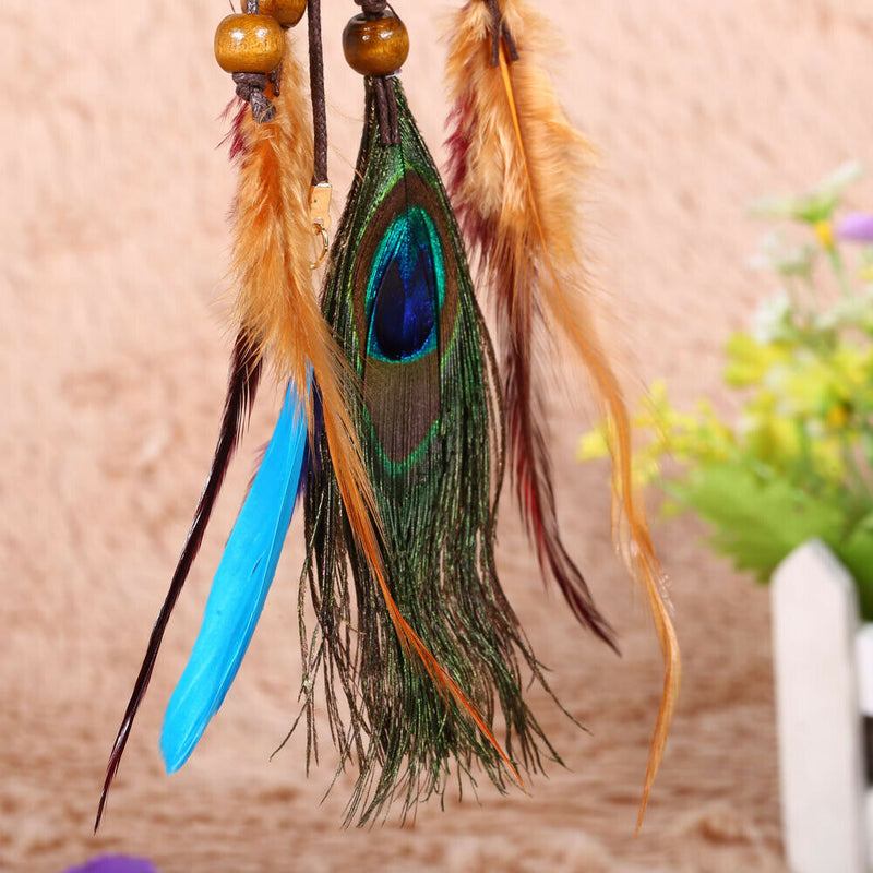 Dream Catcher Keychain Peacock Feather Car Key Ring Women Girl Jewelry Gift