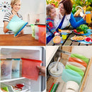 Reusable Silicone Food Storage Kit, 4 BPA Free Food Storage Bags with 6 Sil