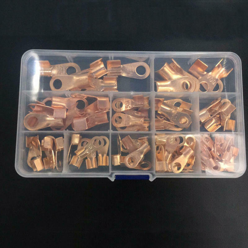 90 Pcs/Box Copper Battery Cable Connector Terminal Open Lugs Wire Terminals Kit