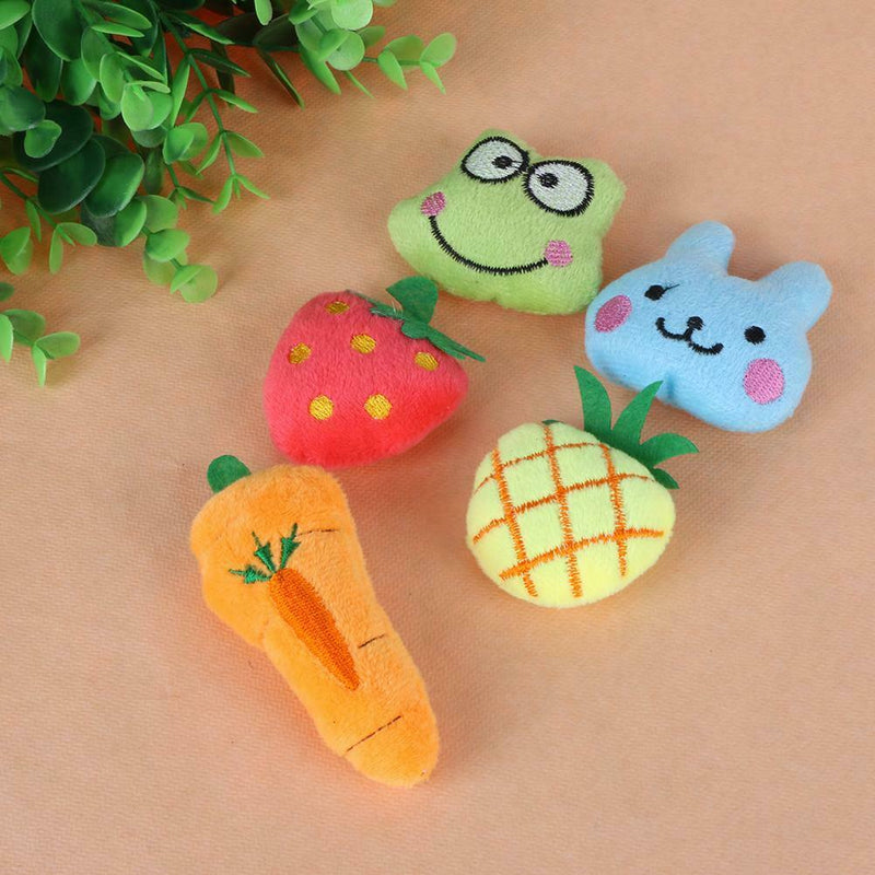 5pcs Fruit Animal Series Soft Plush Cotton Cat Dog Chew Plaything Pet Toys