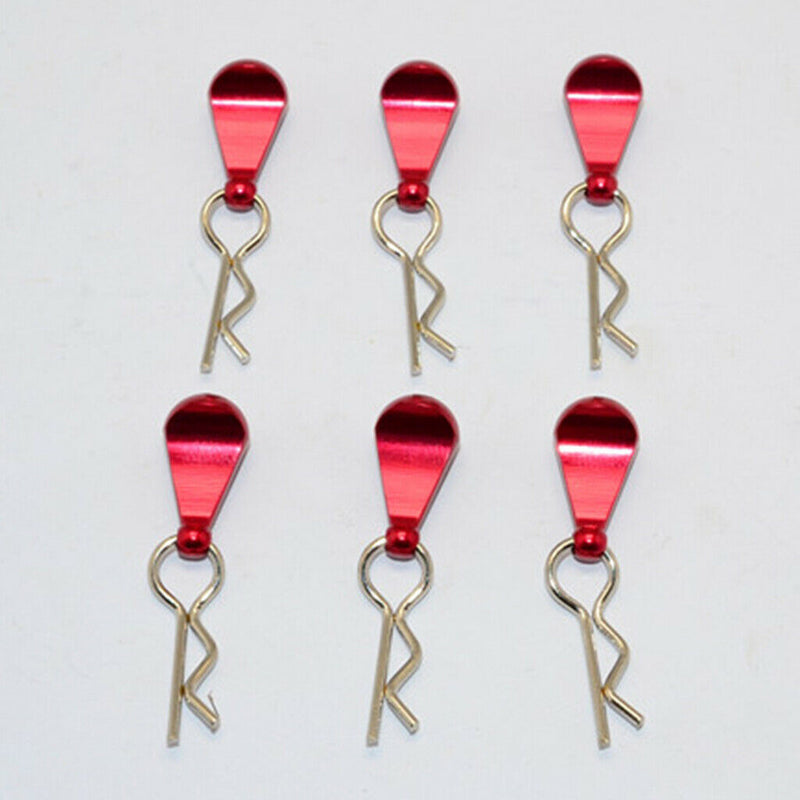 6pcs Metal Body Clip Pins with Pull Tabs for 1/8 1/10 RC Truck Buggy Crawler