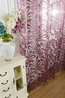 Purple Jacquard Big Flower Eyelet Curtain Sheer Living Room Valance 1x2.5M