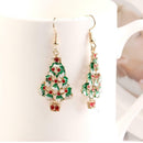 Christmas Tree Hoop Earrings Rhinestone Ear Drop for Women Jewelry Gift