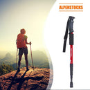 Trekking Pole 4 Sections Aluminum Telescopic Hiking Walking Cane (Red) A
