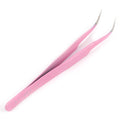 Steel Pink Btraight + Bend Tweezer for Eyelash Extensions Nail Art Nippers3C
