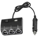 Car Cigarette Lighter 3 Socket Splitter 12/24V Dual USB Port Charger Adapter