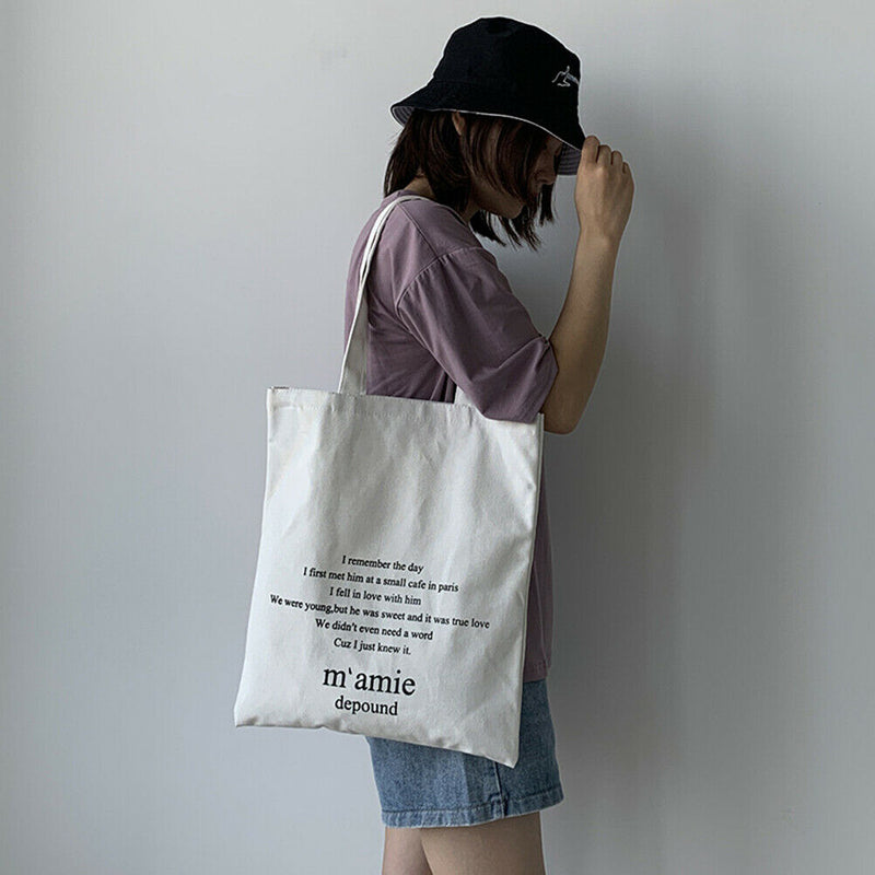 Large Capacity Canvas Shoulder Bag Fabric Cotton Cloth Shopping Handbags Bag Ew