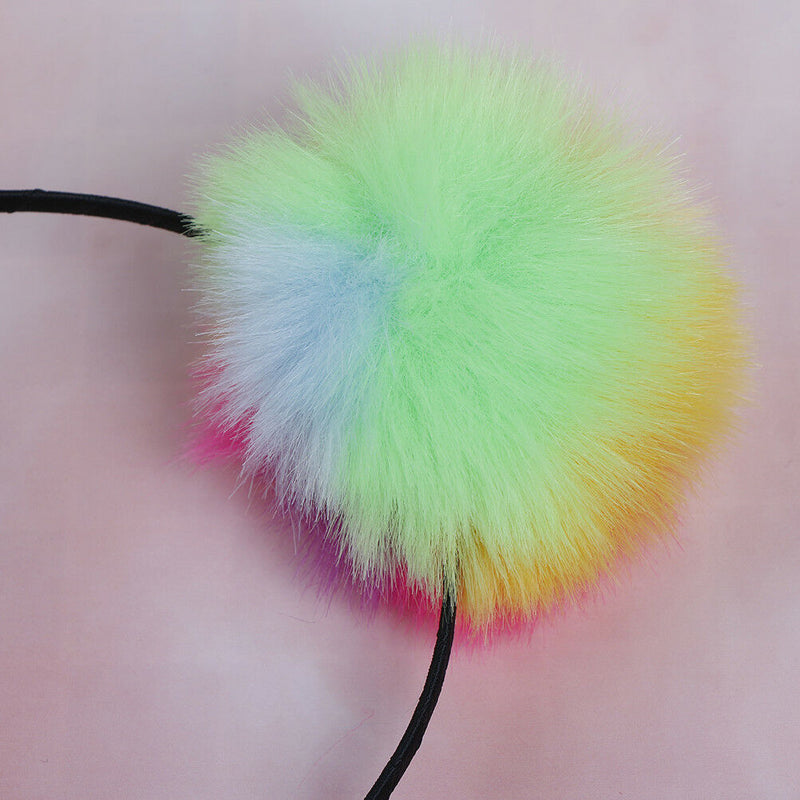 Multicolour sweet girls kids cute hairband rabbit plush big hair ball headban Gw