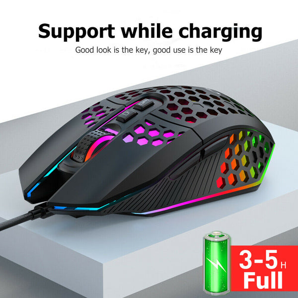 X801 8 Keys Wireless 1600DPI Adjustable Honeycomb Gaming Mouse (Black)