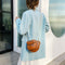 Round Shoulder Bag Women Chain Messenger Handbag (Basketball Light Brown)