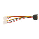 15-Pin Male to 2x 4Pin Female Splitter Power Cable SATA to IDE Cord for PC