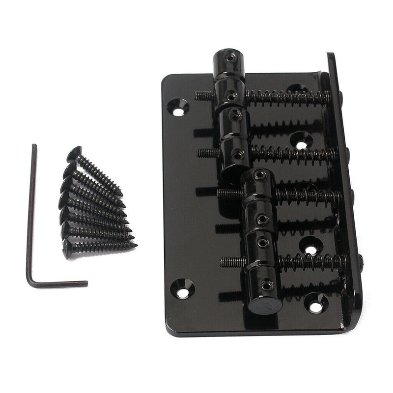 1 Set 4 Strings Electric Bass Bridge Tailpiece Hardtail Luthier Supply - Black