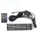 Durable 4*12LED Multicolor Car Interior Strip Lights Wireless Remote Control