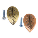 2 Pieces Leaf Shape Metal Door Pull Wardrobe Drawers Closet Knob W/ Screws