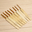 8pcs 8 sizes Bamboo handle Golden Aluminum Crochet Hooks Needles 2.5mm-6mm