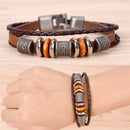 Retro Leather Bracelet Men Punk Bracelet Handmade Brown Leather Bracelet JR