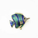 Women Clothing Accessories Grade Tropical Fish Enamel Brooch Rhinestone Pin