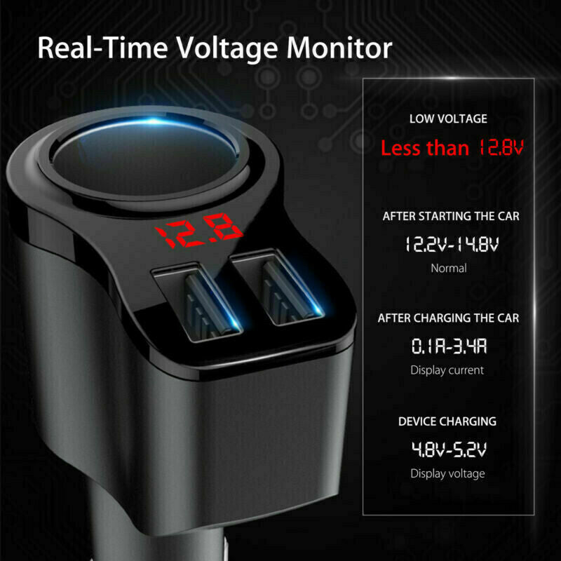 Multi Car Smoke Socket 2 Way Lighter Splitter Charger Power Adapter Dual USB Hn