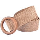 Braided Belt With Wooden Buckle Ladies Casual Solid Luxury Fashion Dress Su