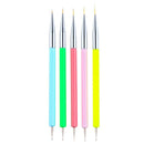 5Pcs Dual End Nail Art Mixed Color Stripe Lines Liner Drawing Painting Brus L2V6