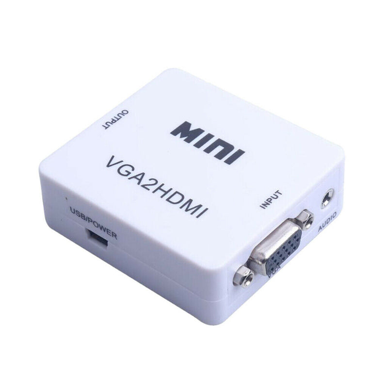 Mini VGA To HDMI Converter With Audio VGA2HDMI Video Box Adapter White