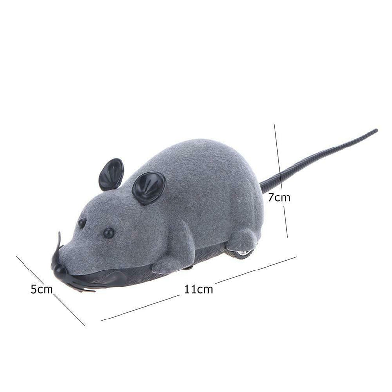 Wireless Electric RC Flocking Rat Toys Pet Cat Remote Control Mouse (Grey) A