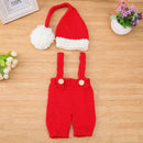 2pcs/Set Cute Baby Knitting Photography Props Overalls Hat Festival Suit A