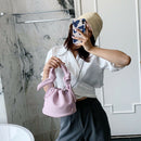 Casual Drawstring Bucket Bag Women PU Crossbody Shoulder Handbags (Pink)