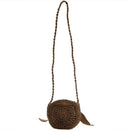 Women Beach Bag Round Straw Crochet Shoulder Summer Bag Purseï¼ˆLight Brownï¼‰
