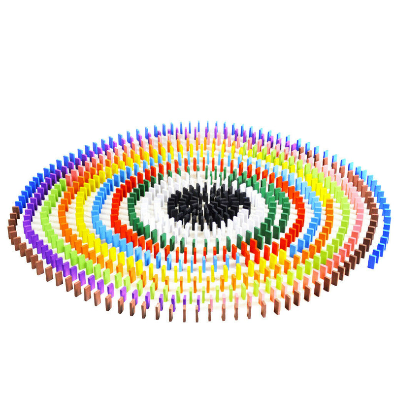 120-piece 12-color Natural Wooden Domino Blocks Set, Racing Tile Game, Building