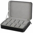 Portable Watch Box Organizer PU Leather Casket with Zipper Classic Style 10