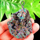 1X Natural Wrap Rainbow Titanium Crystal Agate Druzy Quartz Geode Pendant Bead