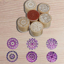 5X(6 Assorted Wooden Rubber Stamp Round Handwriting Floral Flower Craft B2D7)