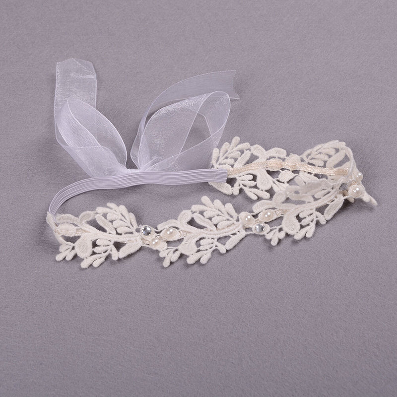 Baby Girls White Floral Hair band Adjustable Headband Lace Flower Headband Gw