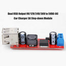 Dual USB Output 9V/12V/24V/36V to 5VDC-DC Auto Car Charger 3A Step-down Module