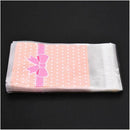 100 X Pink Bow Tie Bag Sachet Biscuit Candy bag plastic bowknot F6X3