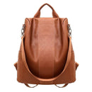 Women Backpack PU Leather School Shoulder Bag Casual Rucksacks (Brown) SN9F
