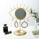 Eye Design Tabletop Mirror Jewelry Storage Organizer: Metal Holder Hanging