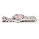Lady Quartz Wrist Watch Wristwatch Round Pink Rhinestone Dial Steel Band