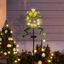 Solar Path Lights Outdoor Decorative Metal Frog Stake with 10 LEDs Globes for