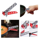 2x Aluminum Pot Clamp Pan Handler Lifter Cooking Gripper Camp Cookware Holder